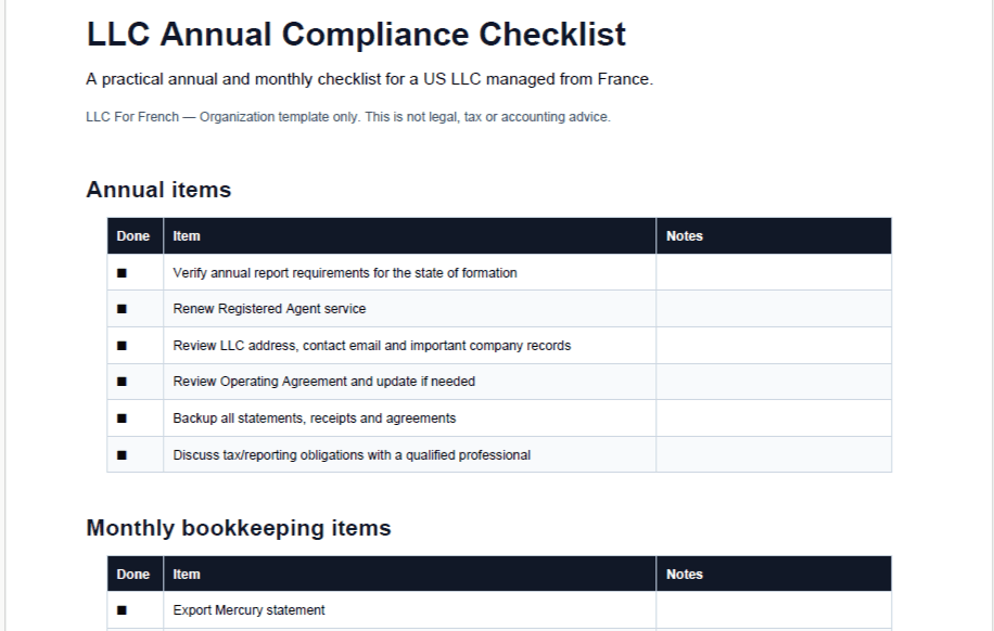 Annual Compliance Checklist
