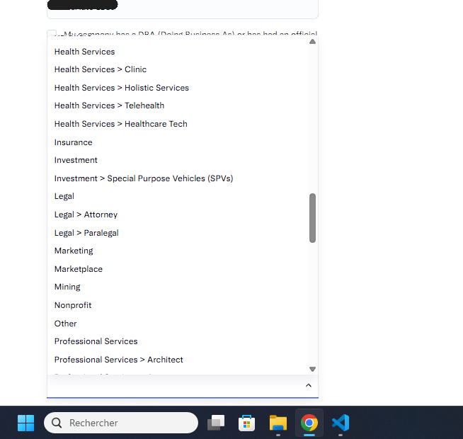 Exemples de secteurs Professional Services proposés par Mercury