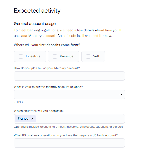 Activité prévue du compte Mercury